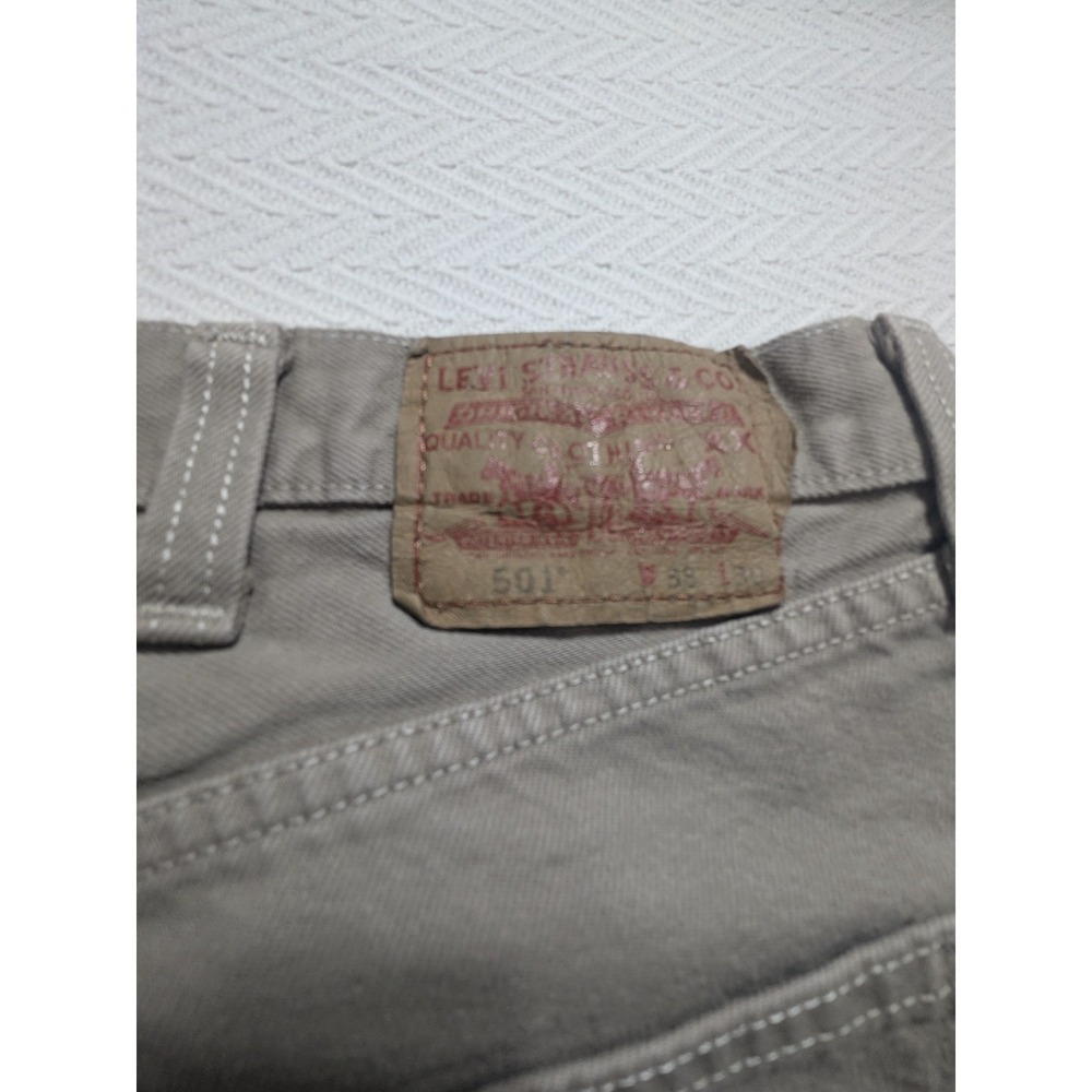 Levi's 501 Jeans Mens 36x30 Khaki Tan Button Fly Straight Leg Cotton - Picture 4 of 13